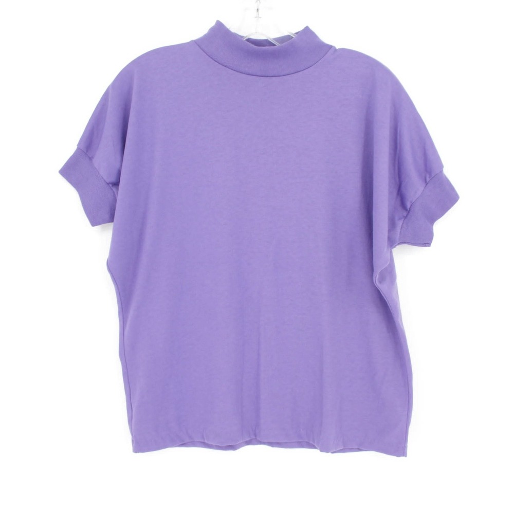 Sky Lite Vintage Women's Purple Mock Neck Dolman Short Sleeve Top‎ Size L-XL